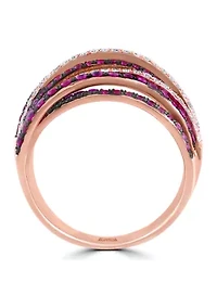 1/3 ct. t.w. Diamond and 3/4 ct. t.w. Ruby Ring in 14K Rose Gold