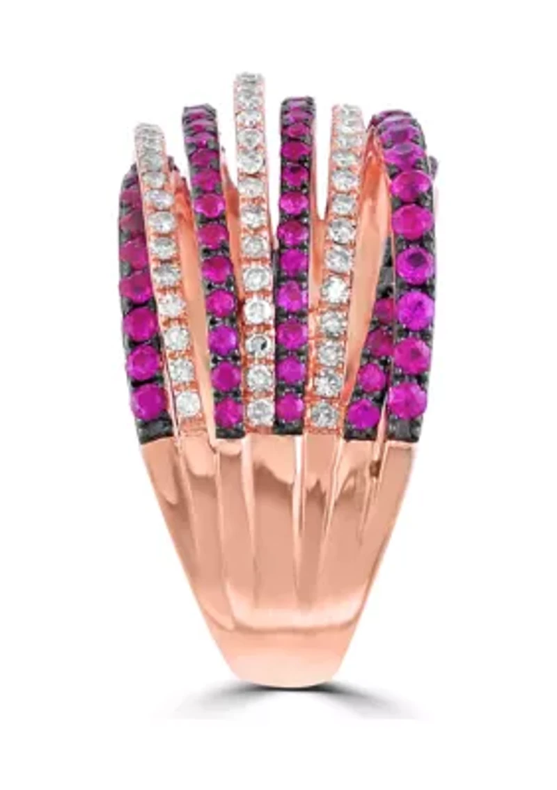 1/3 ct. t.w. Diamond and 3/4 ct. t.w. Ruby Ring in 14K Rose Gold