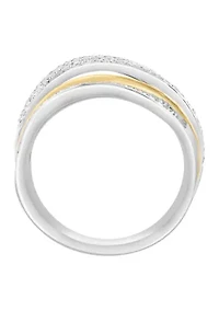 Silver 14K Yellow Gold Plated Diamond Ring 