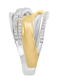 Silver 14K Yellow Gold Plated Diamond Ring 