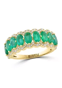 14K Yellow Gold Diamond Emerald Ring 