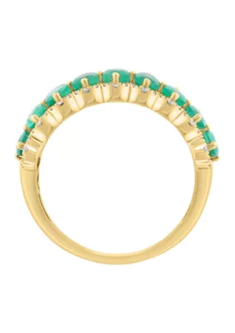14K Yellow Gold Diamond Emerald Ring 