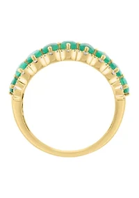 14K Yellow Gold Diamond Emerald Ring 