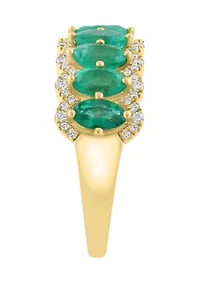 14K Yellow Gold Diamond Emerald Ring 