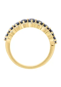 14K Yellow Gold Diamond and Sapphire Ring