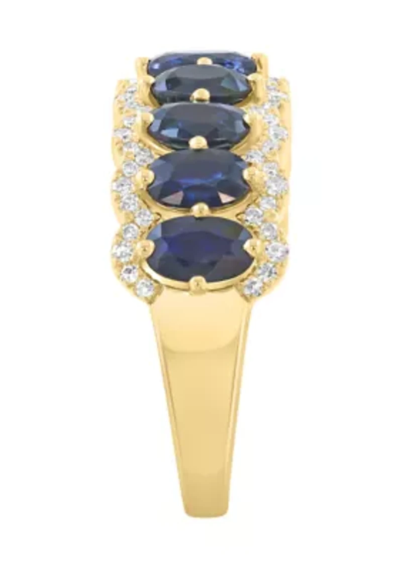 14K Yellow Gold Diamond and Sapphire Ring