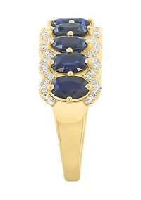 14K Yellow Gold Diamond and Sapphire Ring