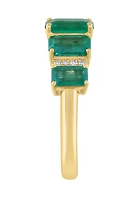 Diamond and Natural Emerald Ring in 14K Yellow Gold