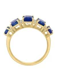 14K Yellow Gold Diamond, Natural Sapphire Ring
