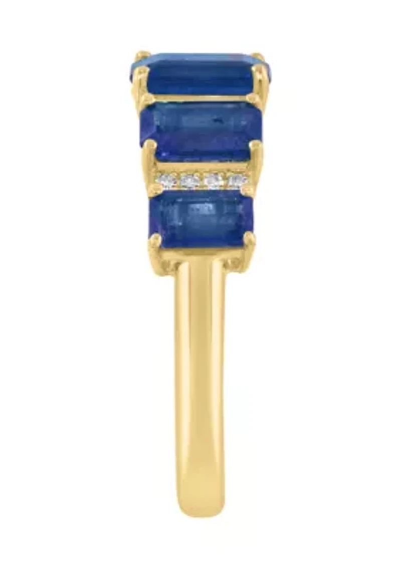 14K Yellow Gold Diamond, Natural Sapphire Ring