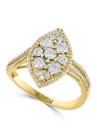 1/2 ct. t.w. Diamond Cluster Ring in 14K Yellow Gold and White Gold