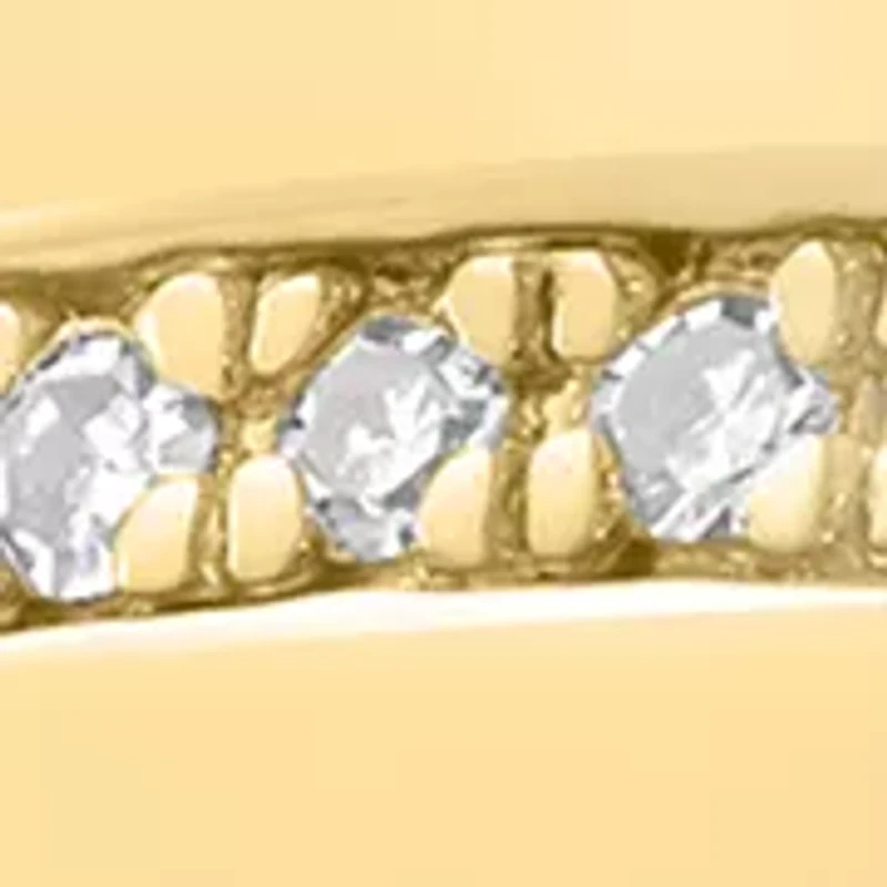 Sterling Silver 14KY Gold Crossover Diamond Ring