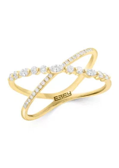 Diamond Ring in 14K Yellow Gold Plated Over Sterling Silver