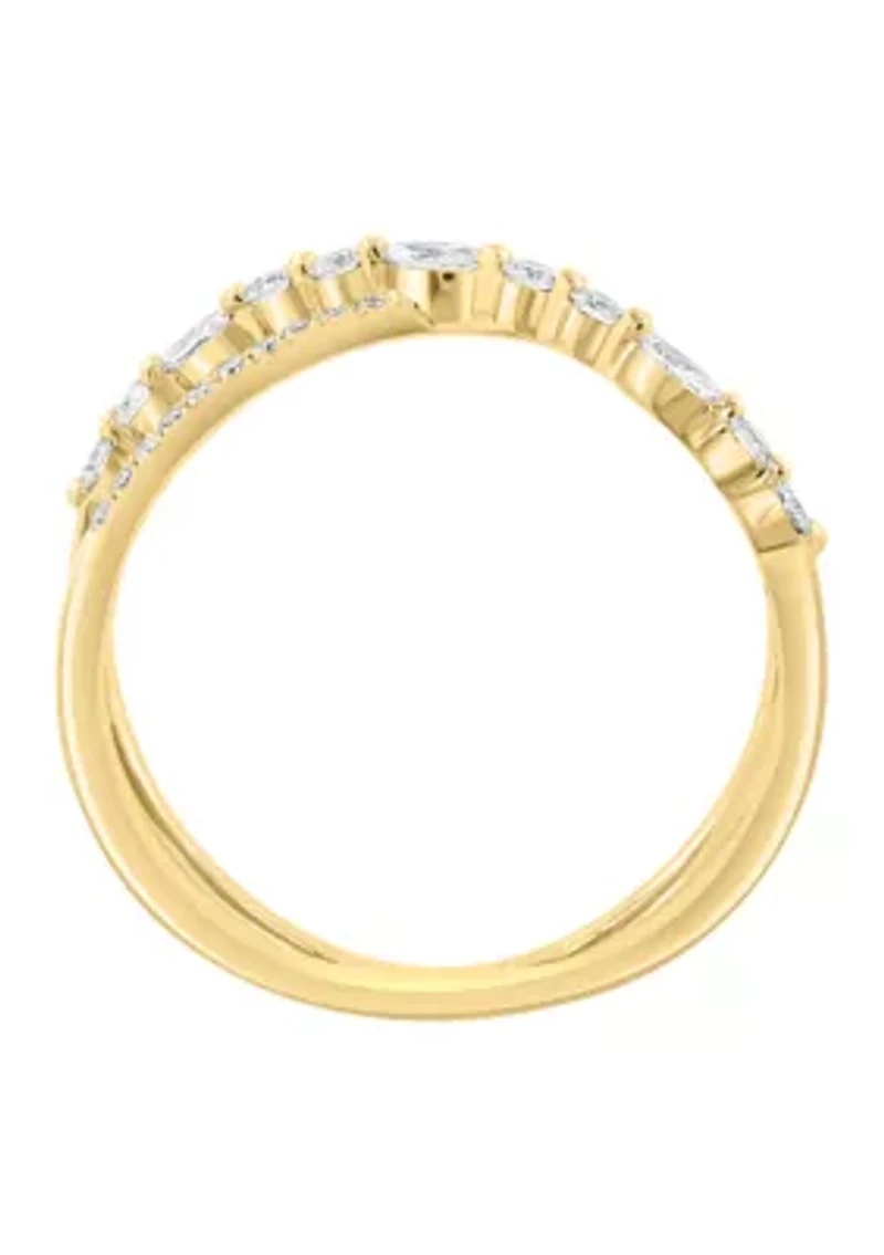 Diamond Ring in 14K Yellow Gold Plated Over Sterling Silver