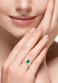 14K Yellow Gold Diamond and Natural Emerald Ring