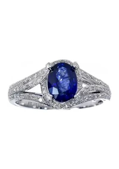 1/3 ct. t.w. Diamond and 1.42 ct. t.w. Sapphire Ring in 14K White Gold