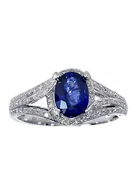 1/3 ct. t.w. Diamond and 1.42 ct. t.w. Sapphire Ring in 14K White Gold