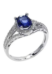 1/3 ct. t.w. Diamond and 1.42 ct. t.w. Sapphire Ring in 14K White Gold
