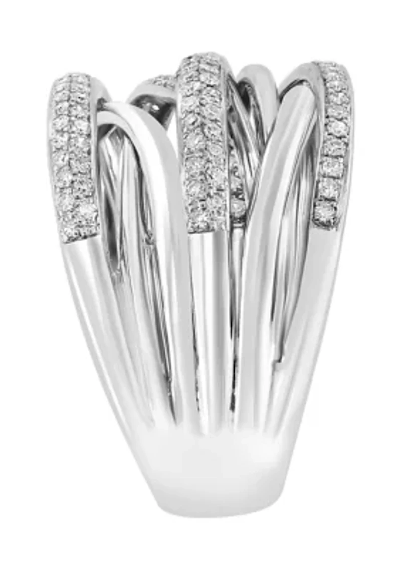 1/2 ct. t.w. Diamond Criss Cross Ring in Sterling Silver