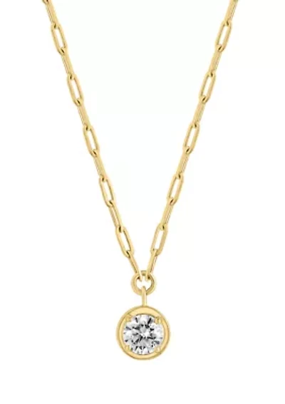 1 ct. t.w. Lab Grown Diamond Round Pendant Necklace in 14K Yellow Gold