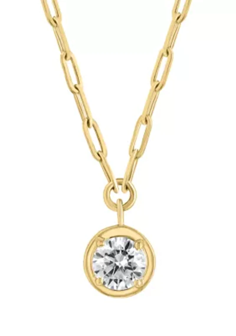 1 ct. t.w. Lab Grown Diamond Round Pendant Necklace in 14K Yellow Gold