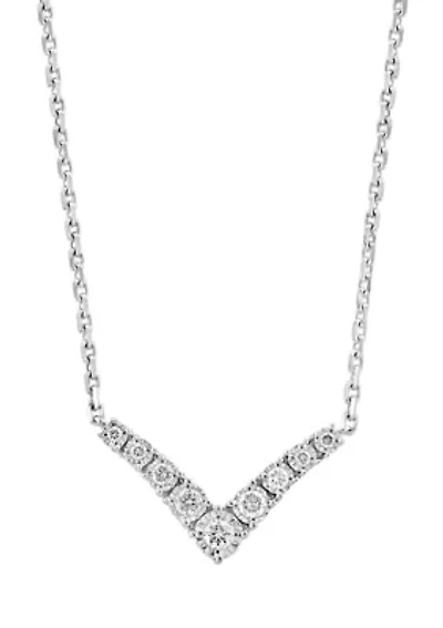 1/4 ct. t.w. Diamond Miracle Set Diamond V Necklace in Sterling Silver