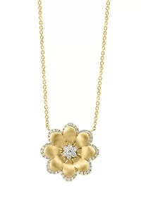 5/8 ct. t.w. Diamond Flower Necklace in 14K Yellow Gold