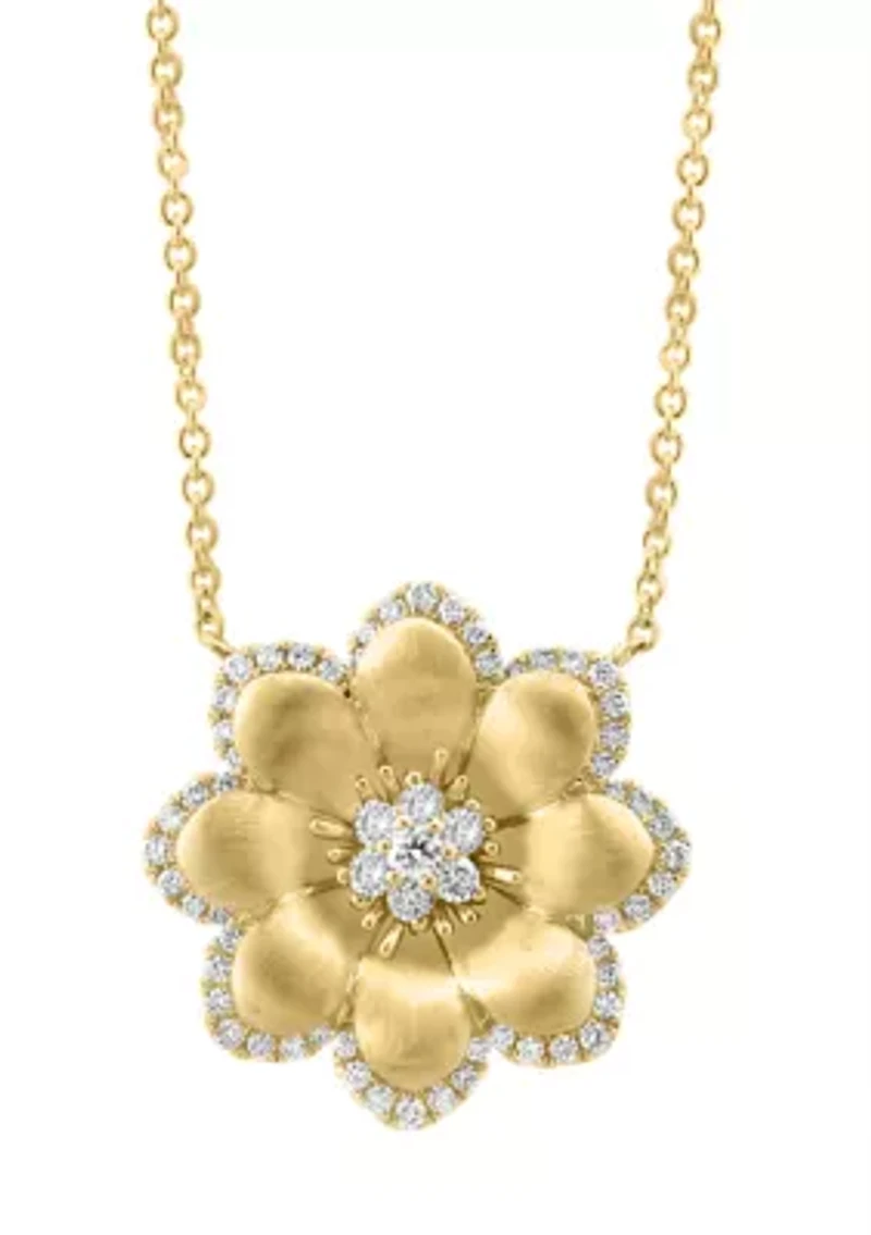 5/8 ct. t.w. Diamond Flower Necklace in 14K Yellow Gold