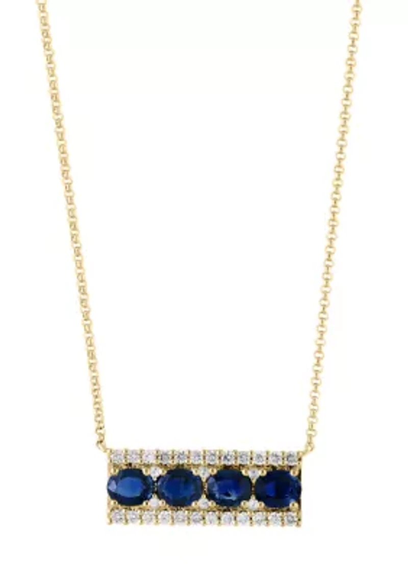 1.93 ct. t.w. Diamond, Natural Sapphire, White Sapphire Necklace in 14K Yellow Gold