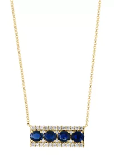 1.93 ct. t.w. Diamond, Natural Sapphire, White Sapphire Necklace in 14K Yellow Gold