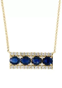 1.93 ct. t.w. Diamond, Natural Sapphire, White Sapphire Necklace in 14K Yellow Gold
