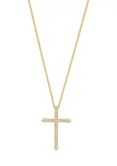 Diamond Cross Pendant Necklace in 14K Yellow Gold