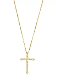 Diamond Cross Pendant Necklace in 14K Yellow Gold