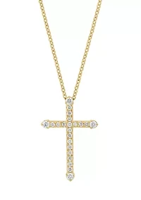 Diamond Cross Pendant Necklace in 14K Yellow Gold