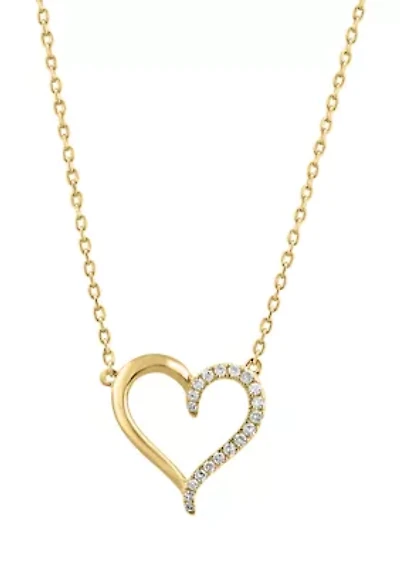 14K Gold Over Silver Diamond Necklace