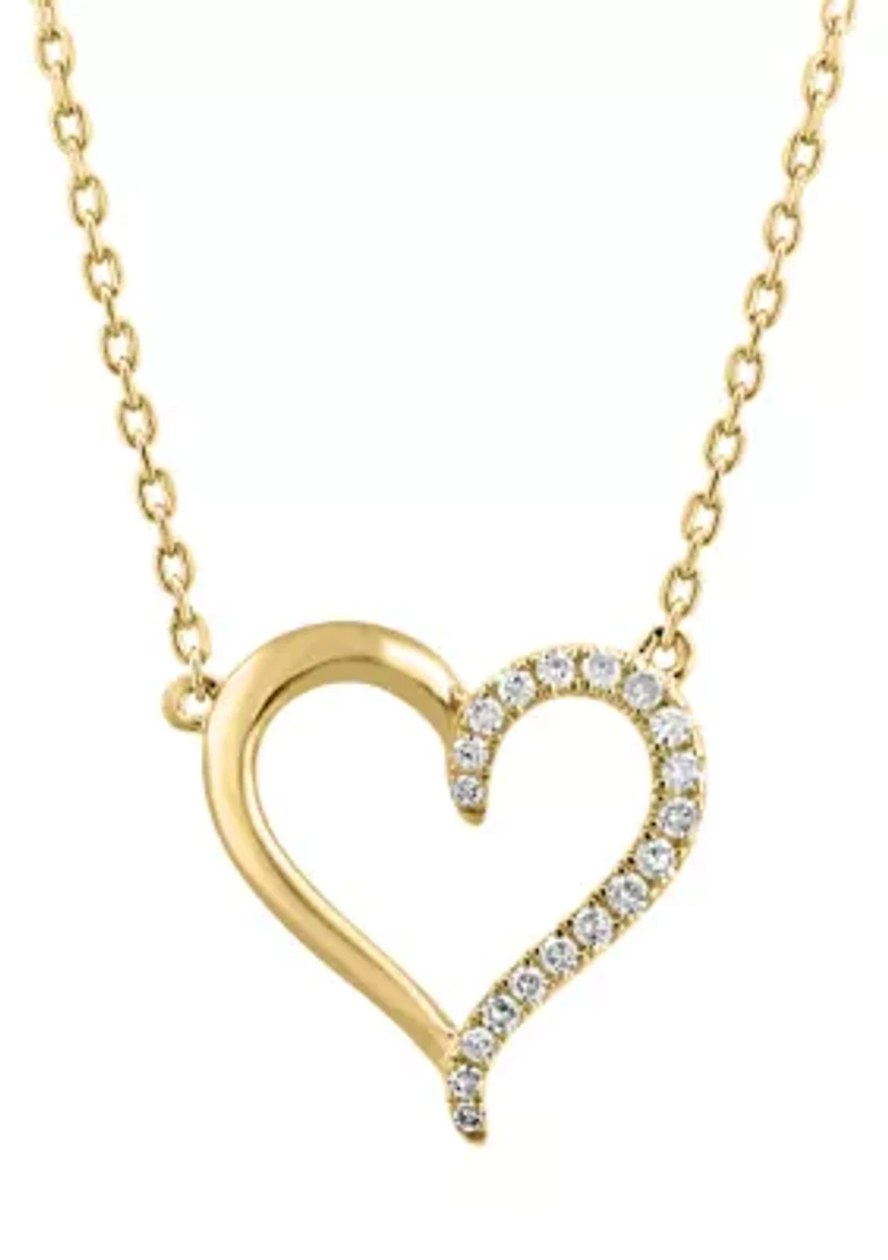 14K Gold Over Silver Diamond Necklace