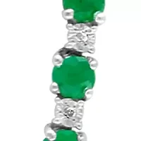 Diamond and Natural Emerald Necklace in Sterling Silver