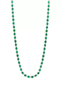 Diamond and Natural Emerald Necklace in Sterling Silver