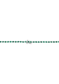 Diamond and Natural Emerald Necklace in Sterling Silver