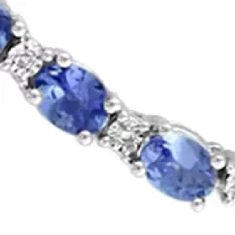 1/5 ct. t.w. Diamond, 12.11 ct. t.w. Tanzanite Necklace in Sterling Silver