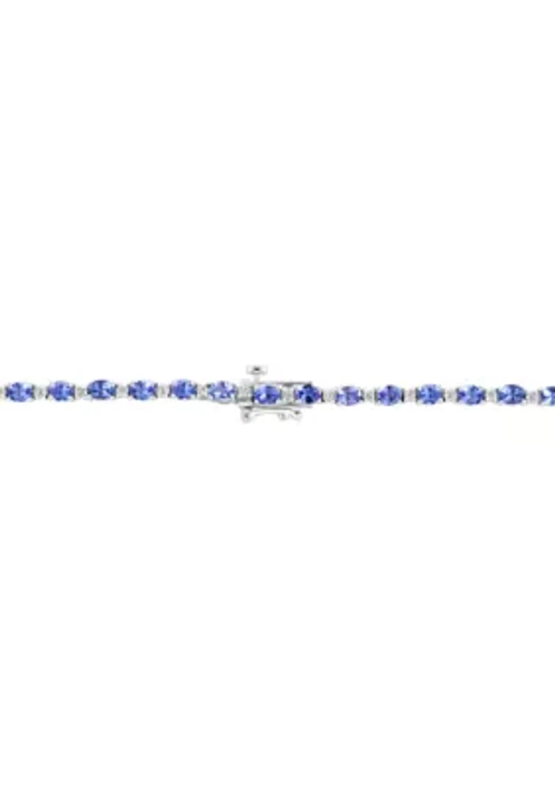 1/5 ct. t.w. Diamond, 12.11 ct. t.w. Tanzanite Necklace in Sterling Silver