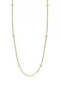 Diamond Miracle Set Station Necklace in Gold Plated Sterling Silver