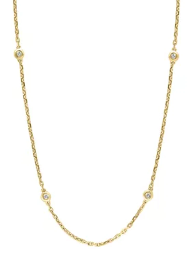 Diamond Miracle Set Station Necklace in Gold Plated Sterling Silver