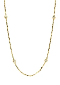 Diamond Miracle Set Station Necklace in Gold Plated Sterling Silver