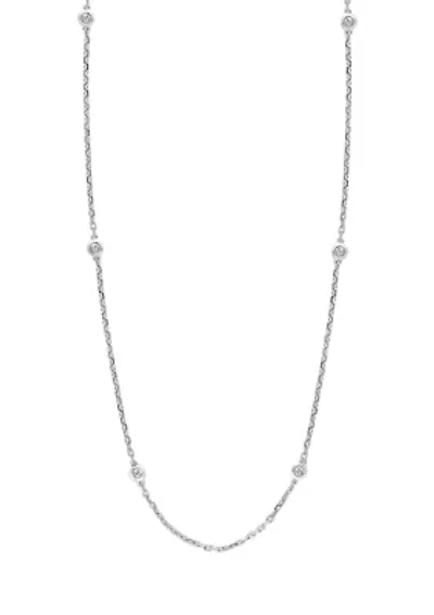 Diamond Station Necklace in Sterling Silver