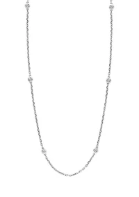 Diamond Station Necklace in Sterling Silver