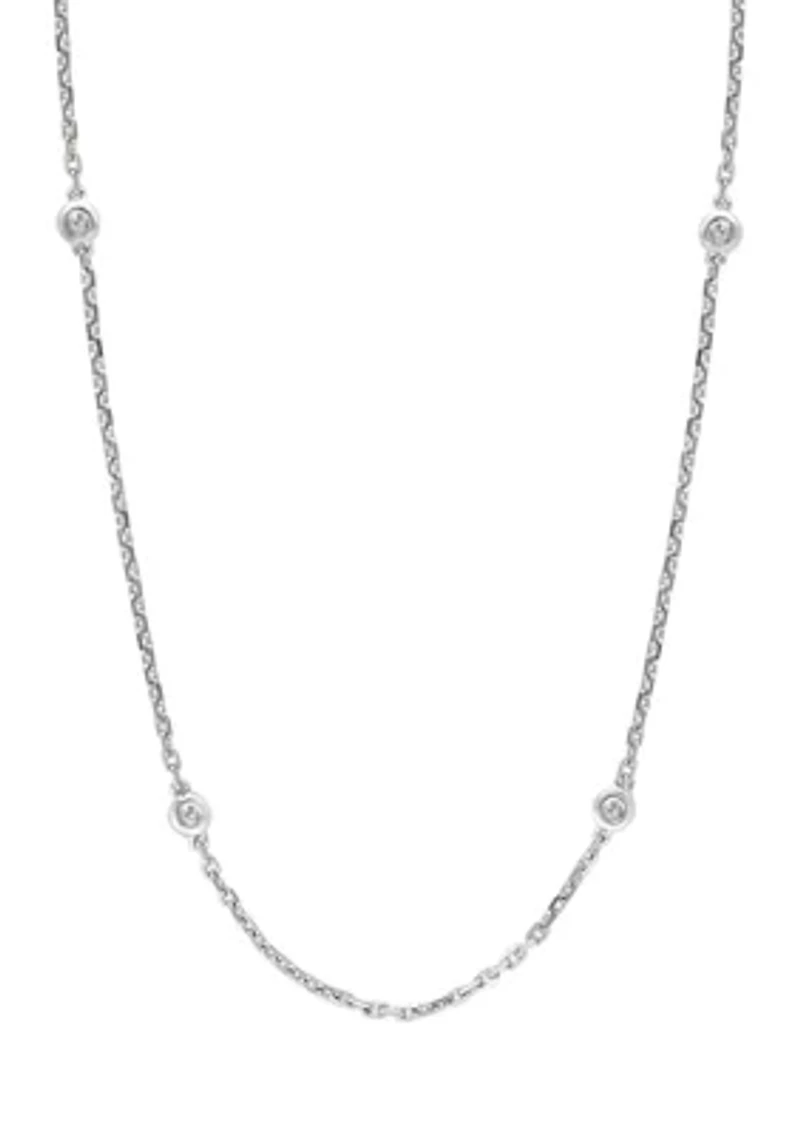 Diamond Station Necklace in Sterling Silver