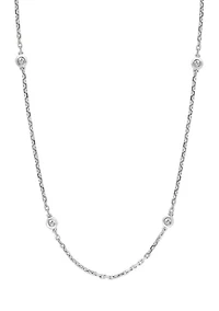 Diamond Station Necklace in Sterling Silver