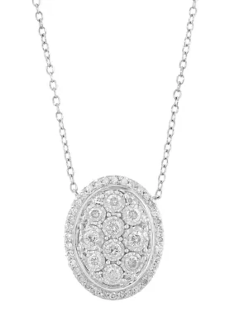 5/8 ct. t.w. Cluster Diamond Necklace in Sterling Silver