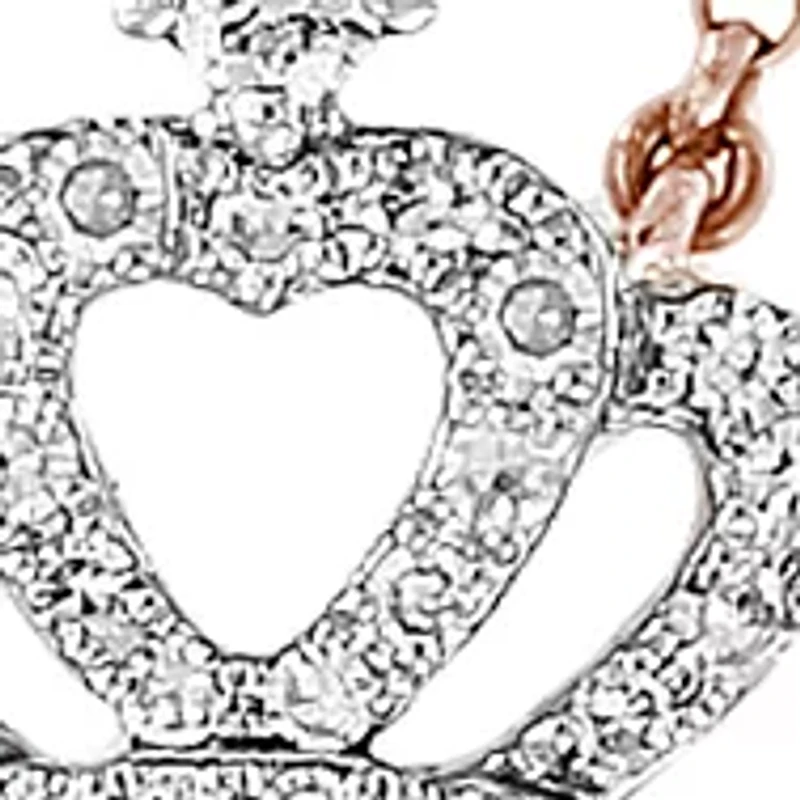 1/8 ct. t.w. Diamond Crown Pendant Necklace in 14K Rose Gold